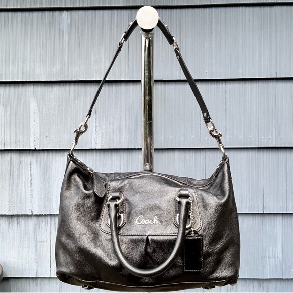 Coach Ashley Black Leather Satchel Style F15445 Purse - Picture 7 of 16